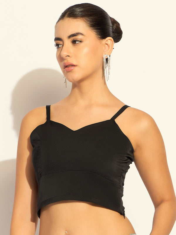 Elegant Black Satin Bustier In Soft Satin Fabric