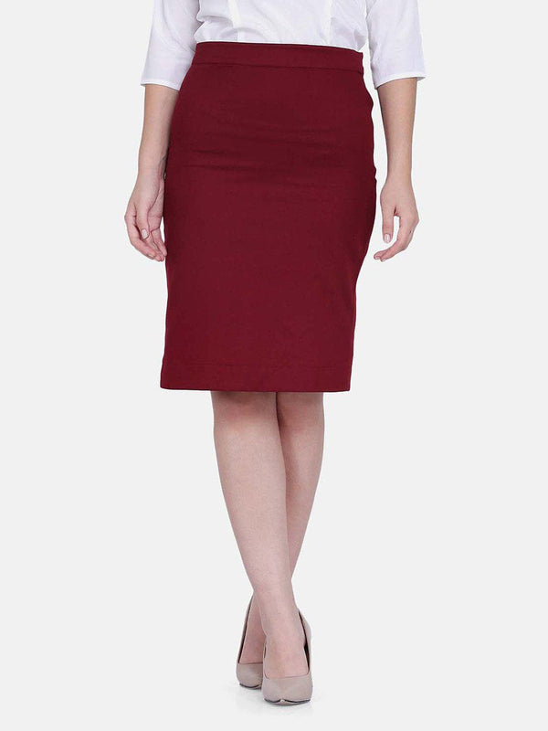 Wine Red Cotton Twill Skirt