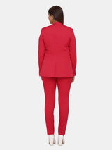 Single Button Blazer for Women- Red