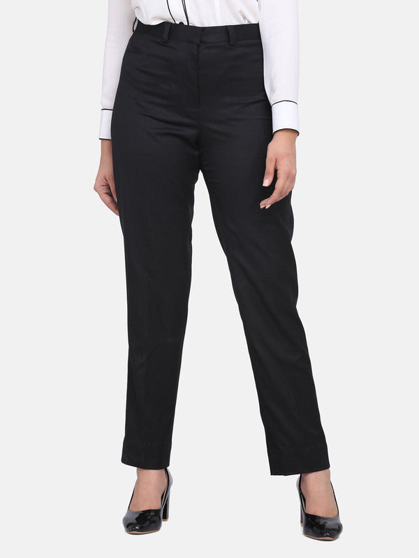 Haoser Formal Trousers for Men, Poly Cotton Slim fit Black Formal Trousers.