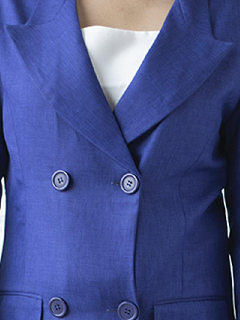 Peacock Blue or Royal Blue Double Breasted 2-piece Pants Suit